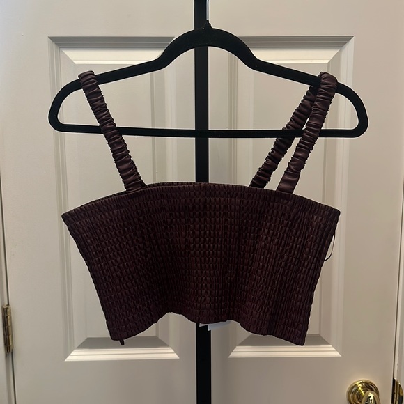 PROENZA SCHOULER Faux Leather Top Smocked in Pilot NEW - Picture 6 of 13